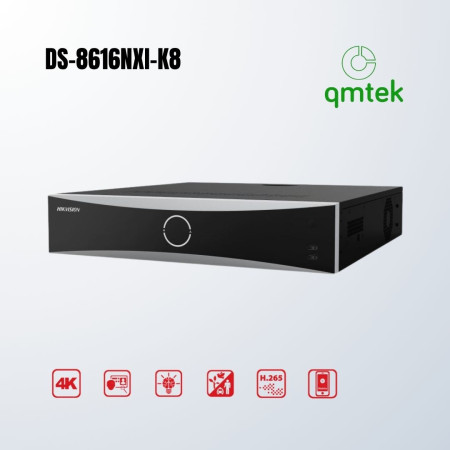 Đầu Ghi Hình IP AI 16 Kênh Hikvision DS-8616NXI-K8 Nhận Diện Khuôn Mặt, 8 Khe Ổ Cứng